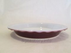 brown scalloped pie plate, opal glass