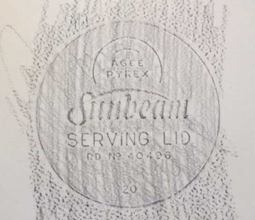 stamp from Sunbeam frypan serving lid, 1960s